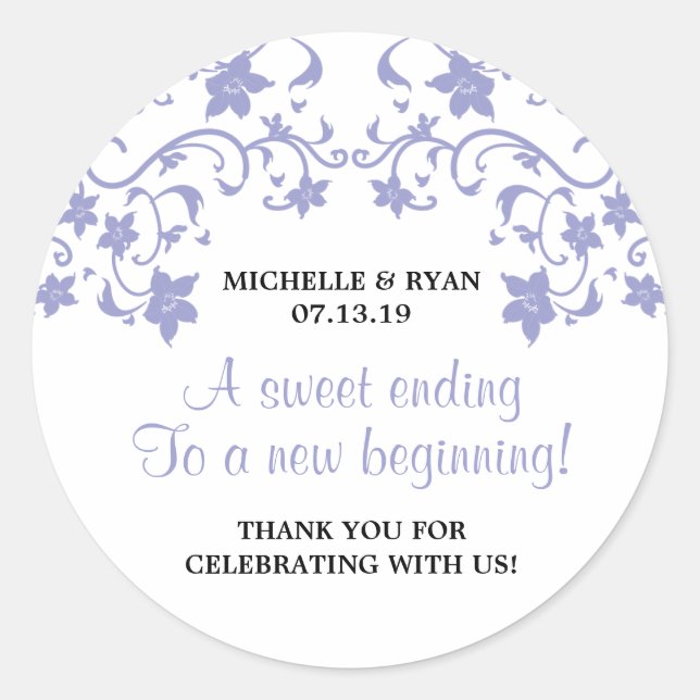 Adesivo Redondo Flores de Verão lavandas - O amor é doce (Frente)