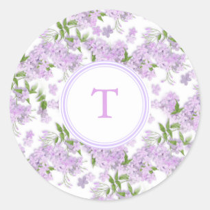 Adesivo Redondo Flores de Wisteria Monogramas