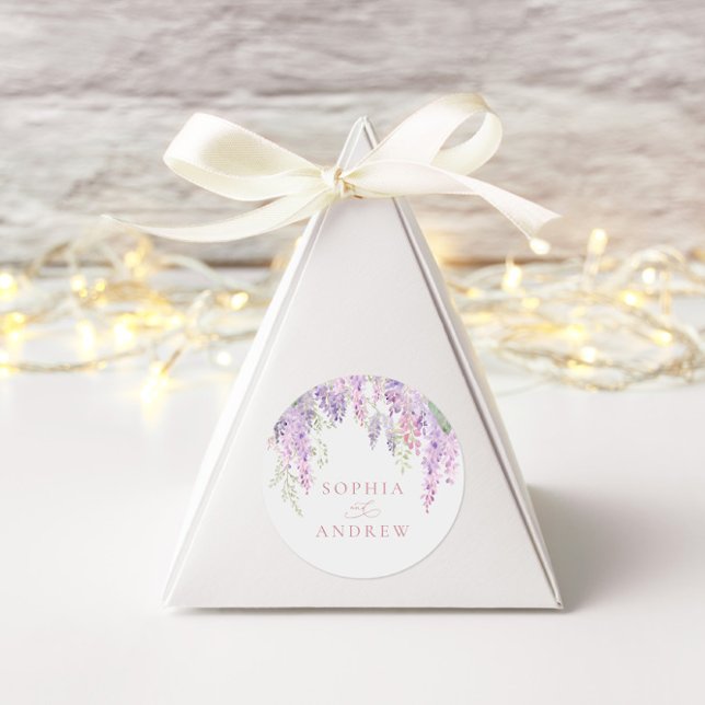 Adesivo Redondo Flores de Wisteria Roxo Elegante (Criador carregado)