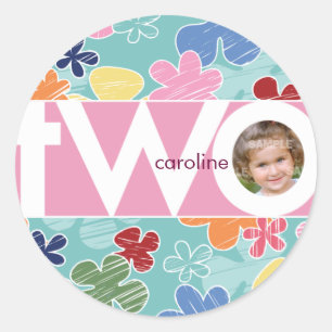 Adesivo Redondo Flores Desfocadas Número Dois Vinheta