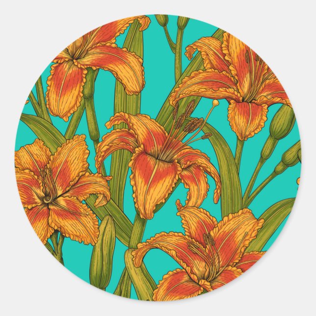 Adesivo Redondo Flores diárias tawny (Frente)