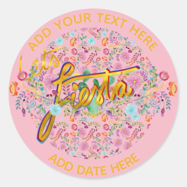 Adesivo Redondo Flores do Folk Mexicano Fiesta Personalizadas, Ros (Frente)