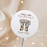 Adesivo Redondo Flores do Oeste e do País Boot Casamento Russo<br><div class="desc">Flores Ocidentais e Nacionais Boots Clássicos de Casamento Russo</div>