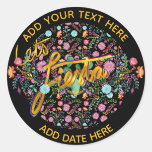 Adesivo Redondo Flores do povo mexicano Fiesta personalizadas