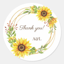 Adesivo Redondo Flores do sol bô obrigado de casamento