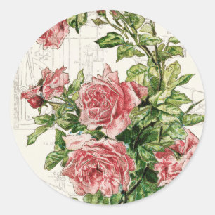 Adesivo Redondo Flores do vintage sobre o texto afligido