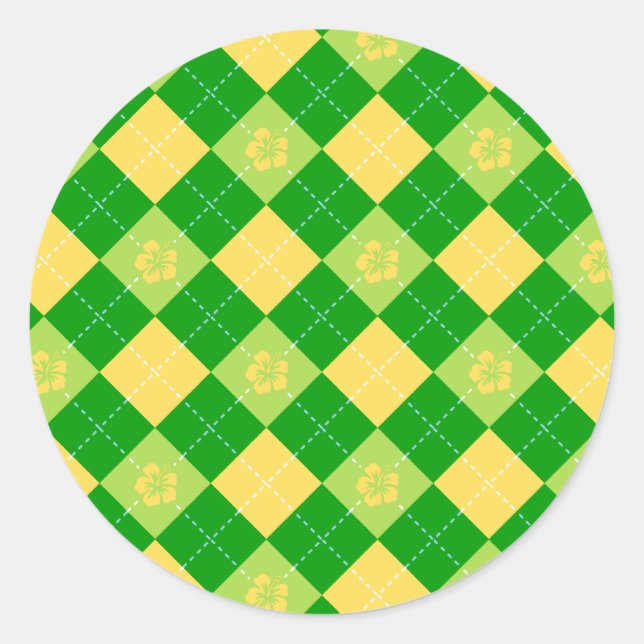 Adesivo Redondo Flores e Argyle (Frente)