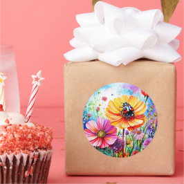 Adesivo Redondo Flores e Damibugs