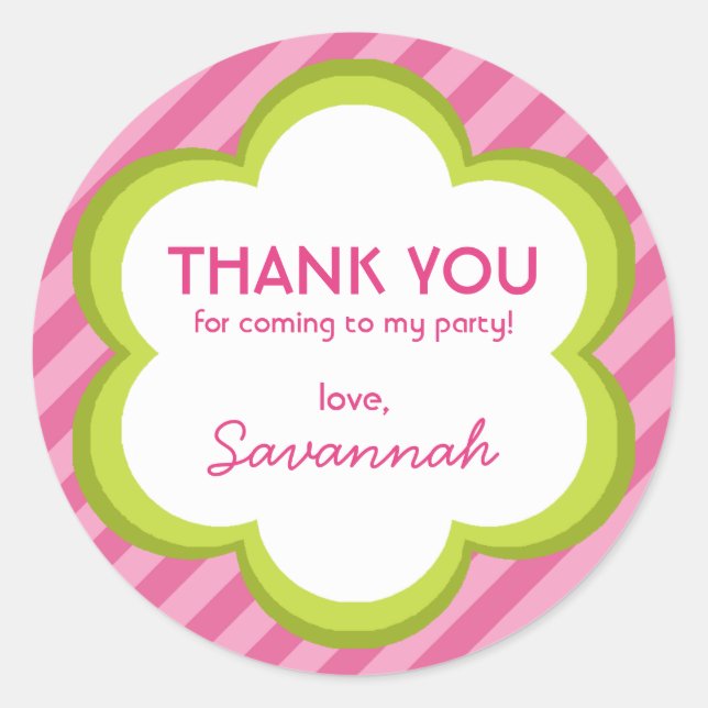 Adesivo Redondo Flores e faixas Obrigado Sticker (Frente)