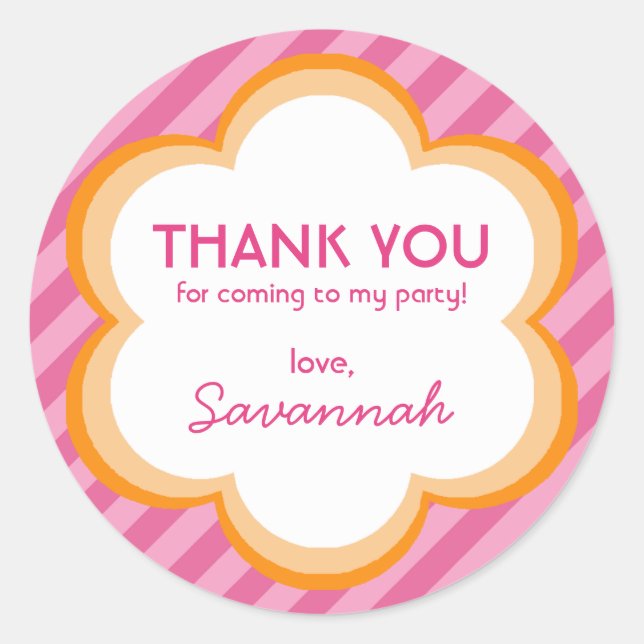 Adesivo Redondo Flores e faixas Obrigado Sticker (Frente)