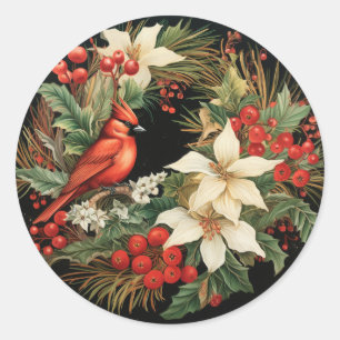 Adesivo Redondo Flores e Folhagens Festivas de Natal