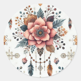 Adesivo Redondo Flores e Penas
