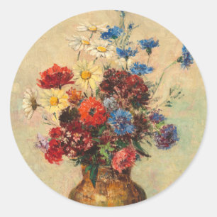 Adesivo Redondo Flores em um vaso, c.1910