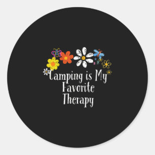 Adesivo Redondo Flores engraçadas gráfico camping é terapia favori