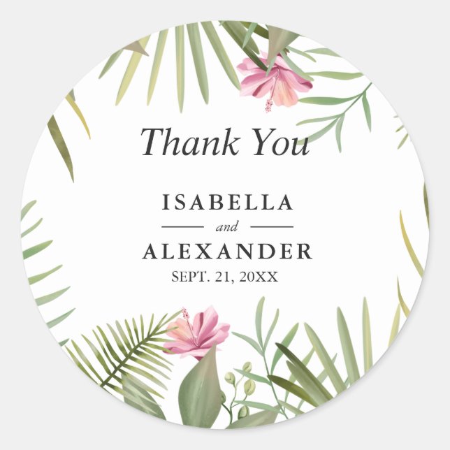 Adesivo Redondo Flores Exóticas Rosa (Frente)