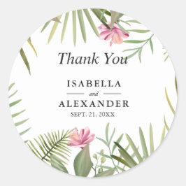 Adesivo Redondo Flores Exóticas Rosa