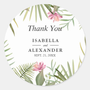 Adesivo Redondo Flores Exóticas Rosa