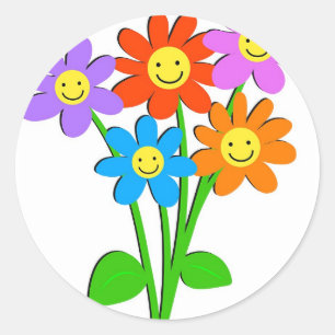 Adesivo Redondo Flores felizes