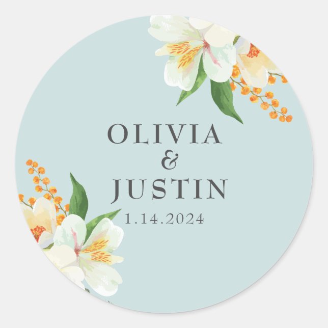 Adesivo Redondo Flores florais verdes da Casa (Frente)