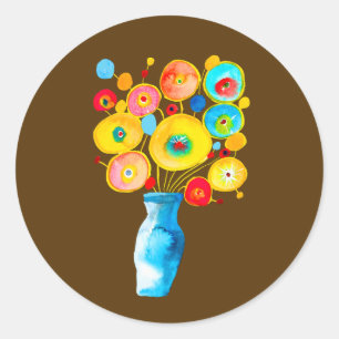 Adesivo Redondo Flores funerárias, aquarela