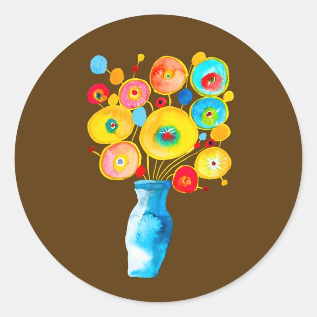 Adesivo Redondo Flores funerárias, aquarela (Frente)