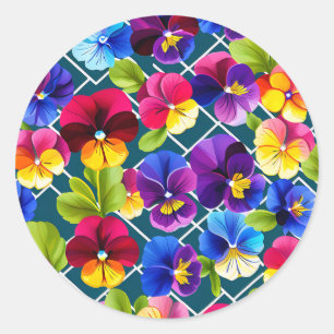 Adesivo Redondo Flores Geométricas Pansy Vibrantes