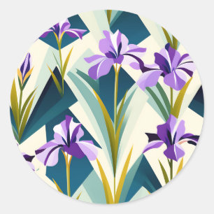 Adesivo Redondo Flores Iris Geométricas Modernas