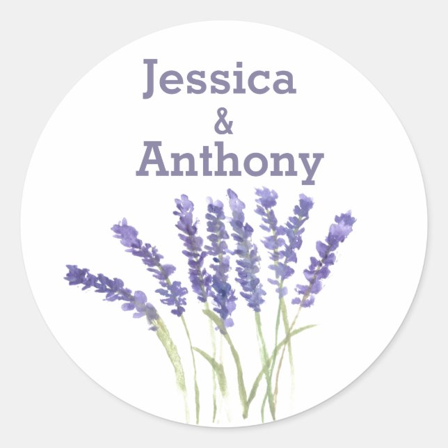 Adesivo Redondo flores lavandas herbáceas (Frente)