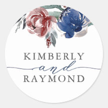 Flores marinhos e Borgonha Aquarela