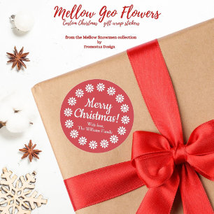 Adesivo Redondo Flores Mellow Geo - Natal personalizado vermelho e