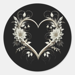Adesivo Redondo Flores Modernas com Coração