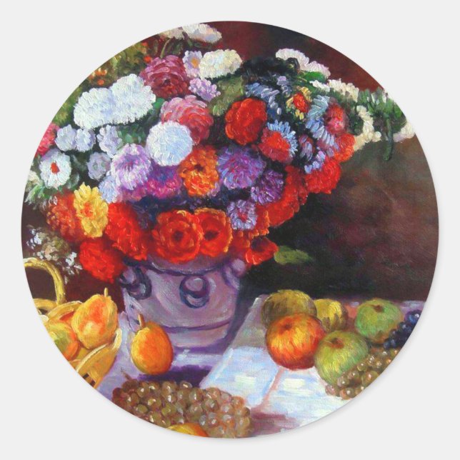 Adesivo Redondo Flores Monet e Frutas (Frente)