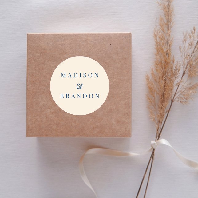 Adesivo Redondo Flores para casamentos do século médio | Creme (Criador carregado)