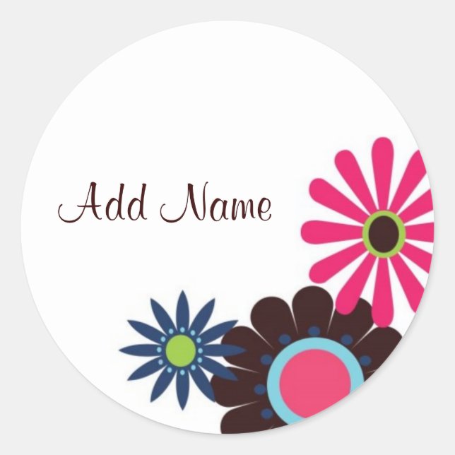 Adesivo Redondo Flores, Power Customizable Sticker (Frente)