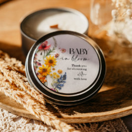 Adesivo Redondo Flores Presas Chá de fraldas de flor selvagem