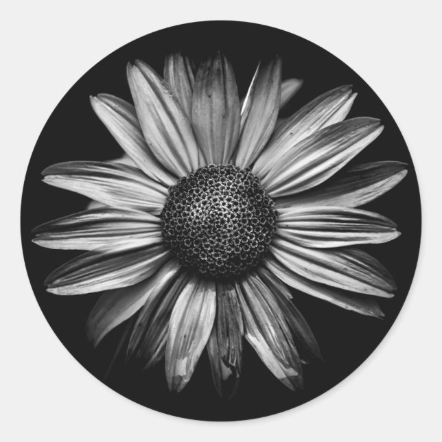 Adesivo Redondo Flores Pretas E Brancas 18 (Frente)