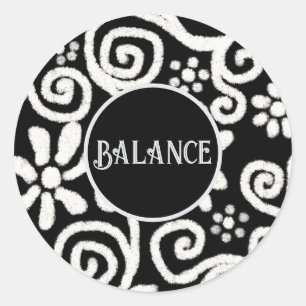 Adesivo Redondo Flores Pretas e Flores Brancas Personalizadas