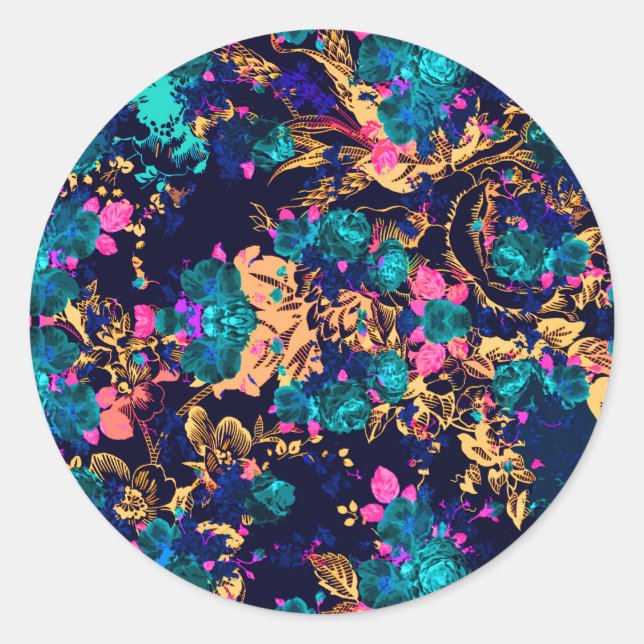 Adesivo Redondo Flores-quic-abstrato (Frente)