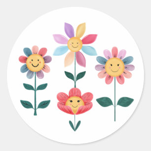 Adesivo Redondo Flores Quirky