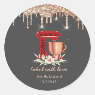 Adesivo Redondo Flores Red Mixer Drips Padaria