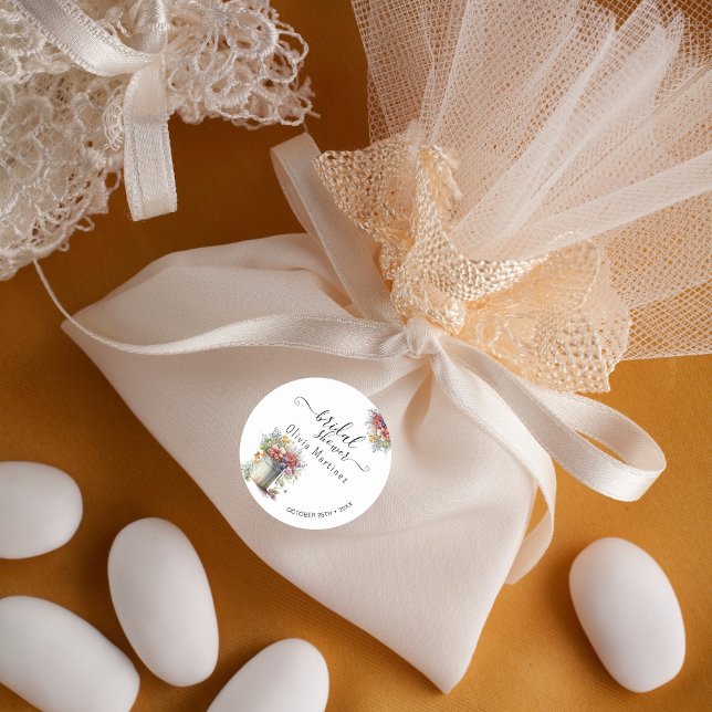 Adesivo Redondo Flores Românticas Modernas da primavera Vases Chá  (Criador carregado)