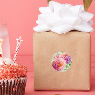 Adesivo Redondo Flores Rosa Dahlia