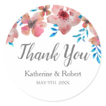 Flores Rosa Elegantes Aquarela Obrigado