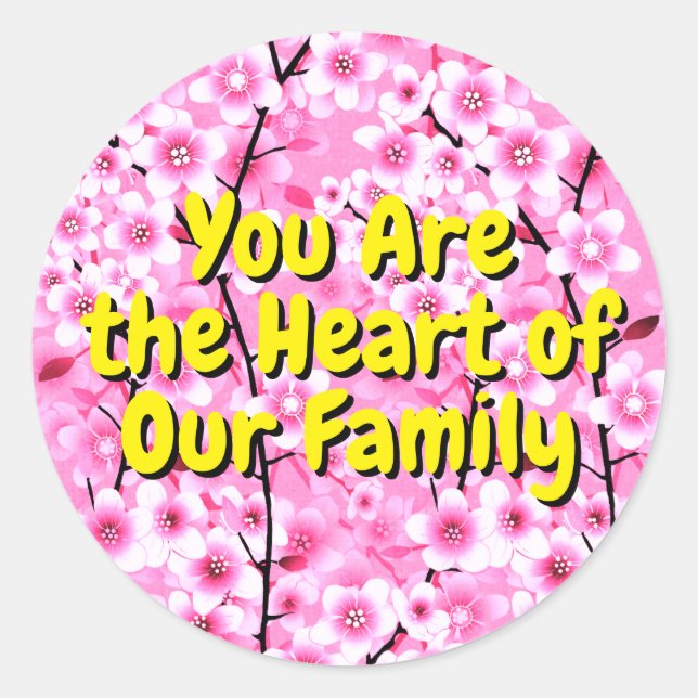 Adesivo Redondo Flores Rosa Elegantes | Vinhetas da família Floral (Frente)