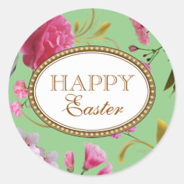 Adesivo Redondo Flores Rosa-felz pascoa