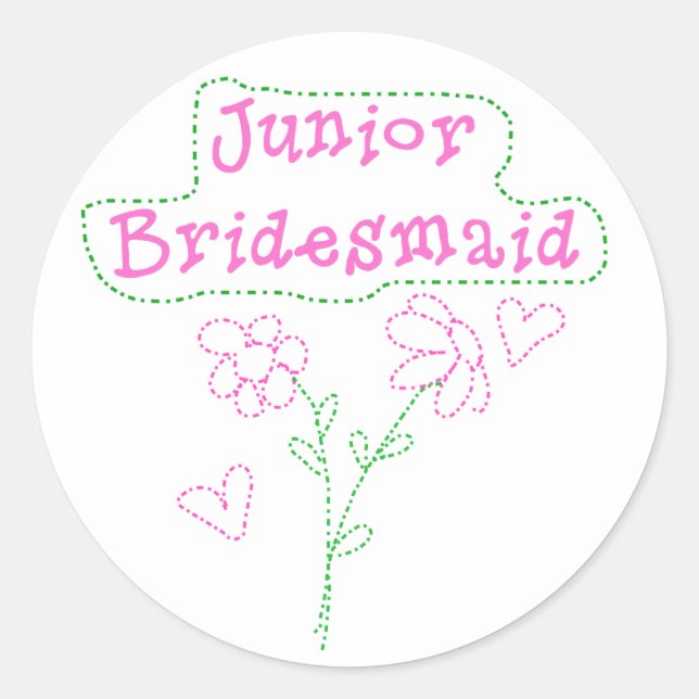 Adesivo Redondo Flores Rosa Junior Bridesmaid (Frente)