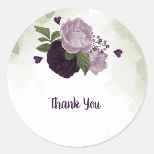 Adesivo Redondo Flores roxas profundas e leves verdes