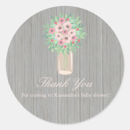 Adesivo Redondo Flores Russas Num Chá de fraldas De Mason Jar