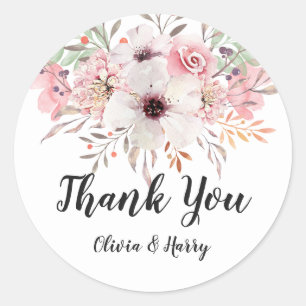 Adesivo Redondo Flores Russas Por Cores Aquáticas Favor De Casamen