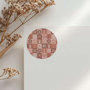 Adesivo Redondo Flores Rustic Brown Burlap Deixam Sticker